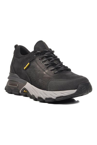 Bulldozer 250010   Men's Black Genuine Leather - Nubuck Thick Soled Trekking Sneaker Winter Sports Boots