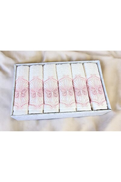 ihvan online 100% бавовна, подарунковий, для медоносів та весільних подарунків, розкішний набір з 6 рушників з рожевою мереживною облямівкою в коробці