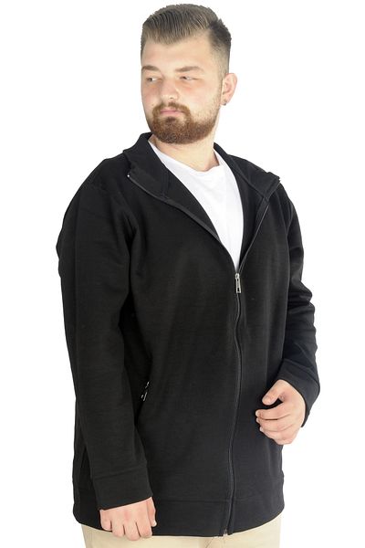 ModeXL Mode Xl Plus Size Ανδρική Ζακέτα με φερμουάρ Stell Stand γιακά 20571 Μαύρο