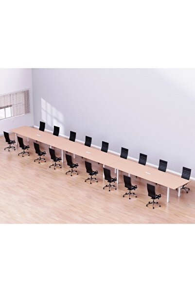 Mahmayi طاولة اجتماعات طاولة مؤتمرات مع إدارة الأسلاك وأرجل معدنية - 18 مقعدً...