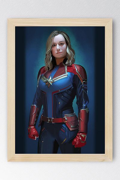 Saturn Captain Marvel Framed Painting - Captain Marvel Poster Painting