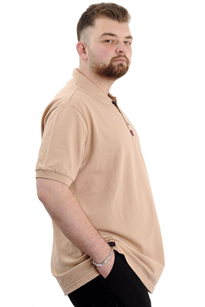 ModeXL Ανδρικό μπλουζάκι με γιακά πόλο σε μπεζ χρώμα XL - U24328