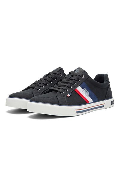 U.S. Polo Assn. Men's Black Low-Top Sneakers,Lightweight Casual Shoes for Classic Look