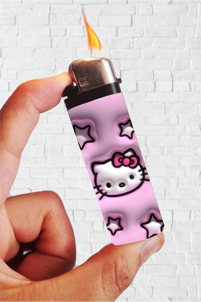 SARANG Çakmak 3D Hello Kitty Pink Baskılı Klasik Çakmak