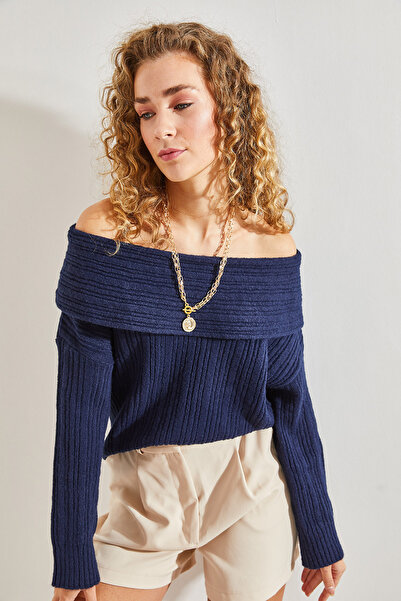 RECEP AYDIN Kadın Degaje Yaka Kazak