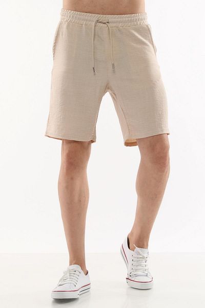 CEDY DENIM شورت رجالي صيفي من الكتان الصناعي عالي الخصر مرن فضفاض C348