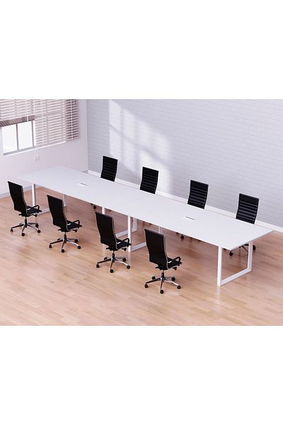 Mahmayi Vorm 136-36 Modern Conference-Meeting Table for Office, Home-(8 Seater, White)