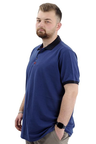 ModeXL Ανδρικό μπλουζάκι με λαιμόκοψη Polo XL Plus Size - U24328 Indigo
