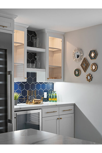 Armada Çini 15x17 Cm Düz Kobalt Altıgen Seramik