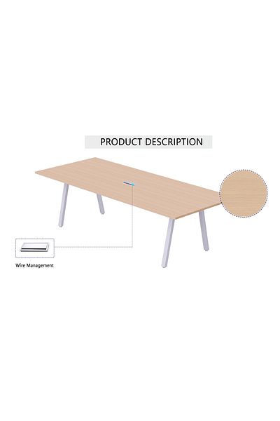 Mahmayi Bentuk 139-24 6 Seater Conference Meeting Table - Modern Office Furniture-(Oak)
