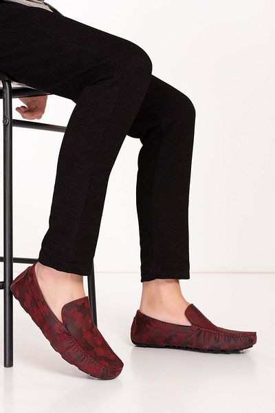 Gondol Pantofi pentru bărbați din piele naturală cu talpă flexibilă cu model de camuflaj tx.11870