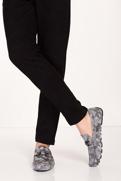 Gondol Pantofi pentru bărbați din piele naturală cu talpă flexibilă cu model de camuflaj tx.13883