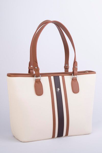 Nas Bag Geantă de umăr elegantă pentru femei în stil sport - cu curea reglabilă, maro crem