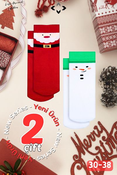 LİGROUND 2 Pairs Christmas Themed Unisex Christmas Stocking Gift Christmas Stocking Red Stocking White Stocking