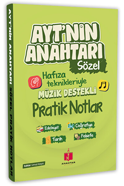 Anahtar Kitap 2026 Ayt'nin Anahtarı Sözel Tüm Dersler Tek Kitap Hafıza Teknikleriyle Müzik Destekli Pratik Notlar