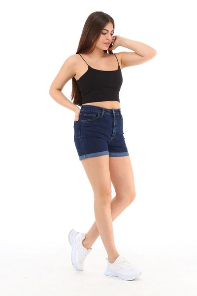 CEDY DENIM شورت جينز نسائي قصير بخصر عالٍ - ساق مزدوجة C604