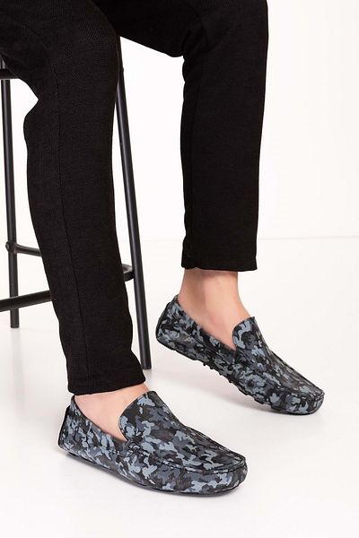 Gondol Pantofi pentru bărbați din piele naturală cu talpă flexibilă cu model de camuflaj tx.11870