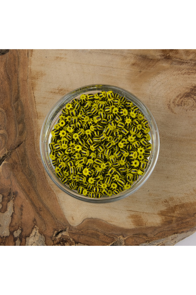 Kanguroom ABC perle od peska žute crne Prugasto 4 mm 500 grama 6/0 - 75