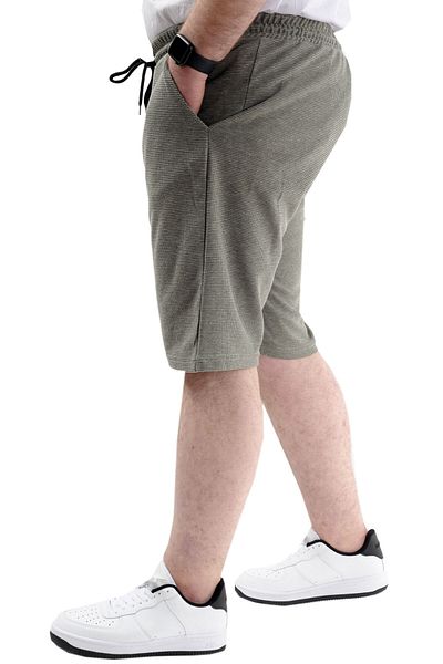 ModeXL Men's Large Size Shorts with Pockets - Mode XL WAFFLE 23498 Khaki