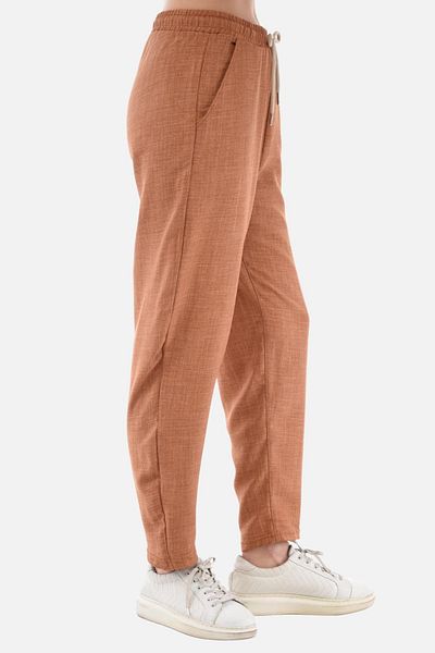 CEDY DENIM Pantaloni de vară pentru femei, din in sintetic, cu talie înaltă, elastici, cu picior apropiat, C611