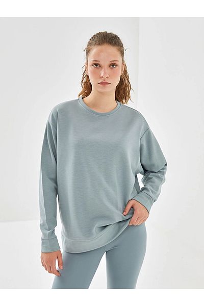 LC Waikiki Γυναικείο φούτερ Xside Active Green Crew Neck Oversize