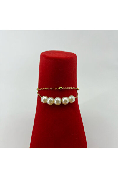 FM Bijuteri Pearl Steel Anklet