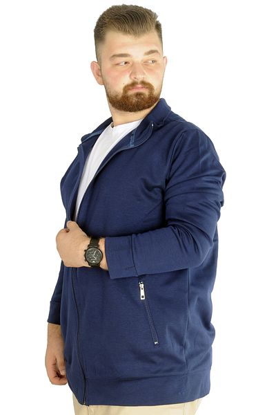 ModeXL Mode Xl Large Size Ανδρική ζακέτα με φερμουάρ Stell Stand γιακά 20571 Indigo