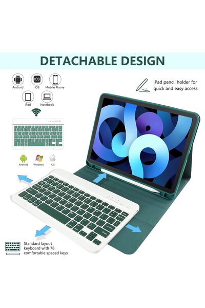 m.tk moveteck Xiaomi Redmi Pad Se 11 Inch Compatible Bluetooth-Compatible Case with Stand and Pen Compartment and Keyboard Magnetic