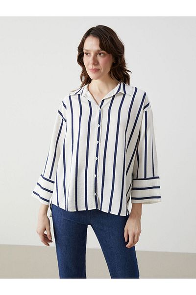 LC Waikiki Cămașă de damă oversize cu dungi - S5K572Z8