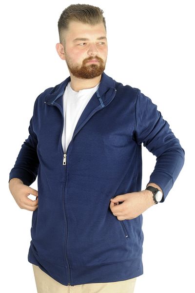ModeXL Mode Xl Large Size Ανδρική ζακέτα με φερμουάρ Stell Stand γιακά 20571 Indigo