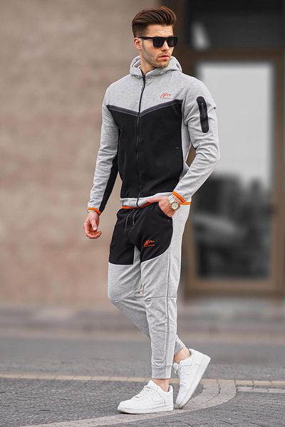 Madmext Dark Gray Zippered Men's Tracksuit Set 5697