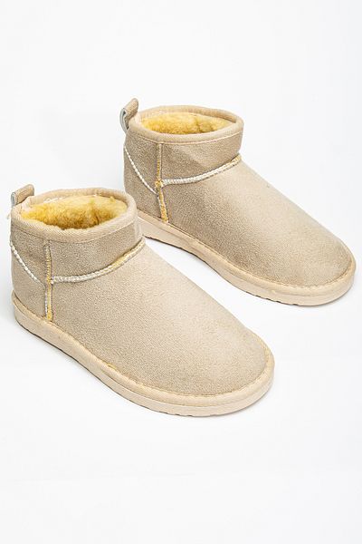 DENORA Beige Nude Cream Skin Matte Suede Shearling Boots