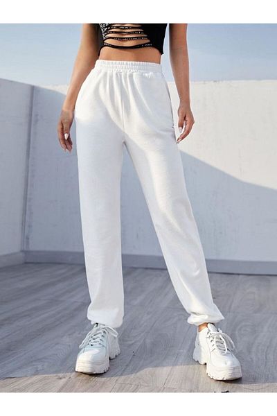 FUNSTYLE Γυναικείο Λαστιχένιο Πόδι Λευκό Φούτερ μεγάλου μεγέθους