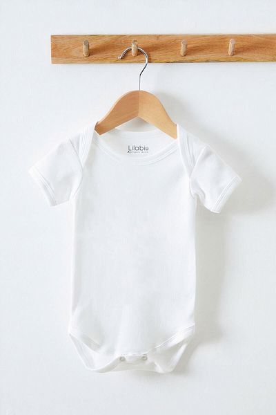 Lilabio 100% Organic Cotton 7-Piece White Short Sleeve Baby Bodysuit