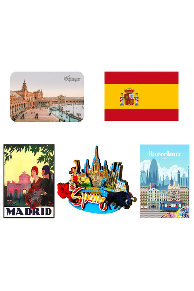 Vera Buzdolabı Magneti - 5'li İspanya Magneti Barcelona Madrid