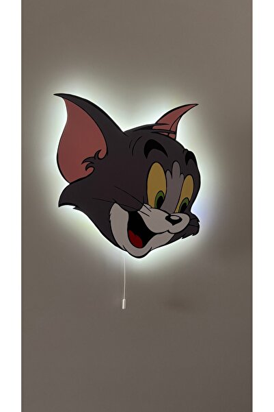 UViolets Dekoratif Ahşap Baskılı Tom And Jerry (Tom) Figürü Çocuk Odası Gece ...