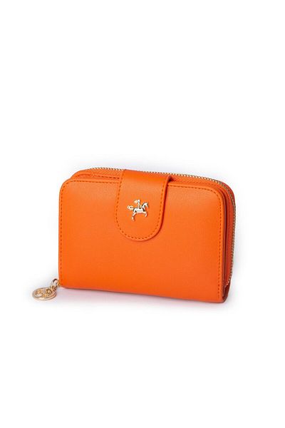 Nas Bag Women's Medium Size Multi-Card Holder with Paper and Coin Use Cz003 Orange Dona