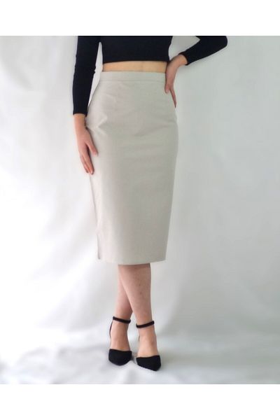 YAXİ FUSTA ȚESUTĂ CREMA CREAM MIDI