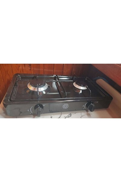 sobapark 2 Gözlü Tüplü Ocak Emaye Set Üstü Ocak İkili Ocak Karavan Kamp Ocağı Küçük Tüplü Ocak Çakmaksız