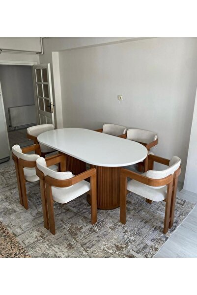 holzwelt Bohem Masa Takımı Ahşap Masa Takımı 6 Kişilik Masa Sandalye Takımı İ...
