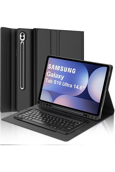 m.tk moveteck Tablet Case for Samsung Galaxy S10 Ultra 14.6 Inch Sm-X920 Case with Keyboard Bluetooth Case with Pen Compartment Q