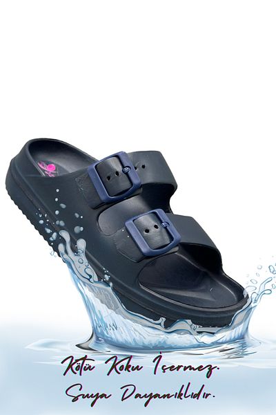 Moda Anna Navy Blue Light Eva Summer Slippers - Νιπτήρας παραλίας και πισίνας με διπλή πόρπη