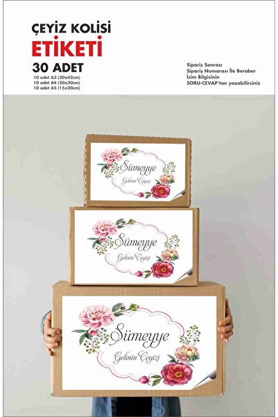 43 cici süsler organizasyon Çeyiz Kolisi Etiketi 30 Adet Koli Etiket Parlak K...