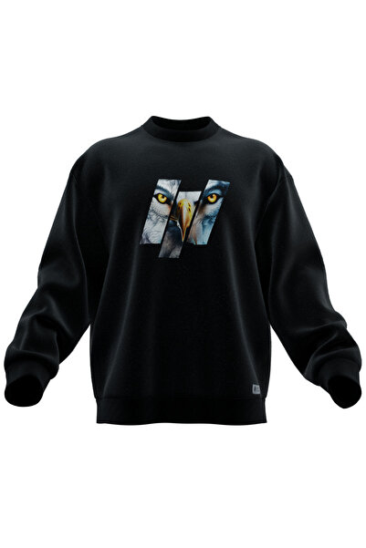 TURAN TACTICS سويت شيرت بطبعة النسر وولف كبير الحجم (للجنسين)