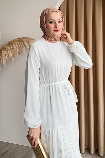 InStyle Fusta plisată șifon rochie albă