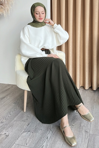 InStyle Redős Scuba Crepe Khaki szoknya