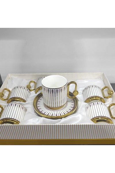 Kosova Porcelain Magestic 6 Person Nescafe Tea Cup Set (Pink)