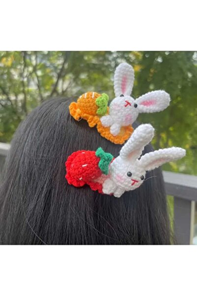 Kadın Girişimciler Atölyesi Ръчно плетени цветни зайчешки амигуруми, комплект от 2 тик-так катарами от 100% органичен памук