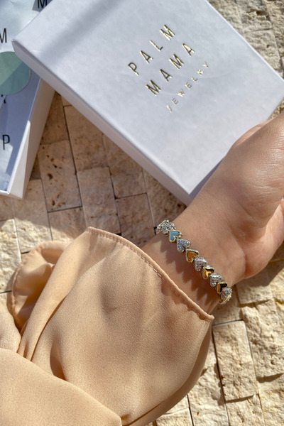 PALMMAMA Palm Mama Jewelry Kalp Gold Paslanmaz Çelik Rodyum Kaplama Sevgililer Günü Hediye Bileklik
