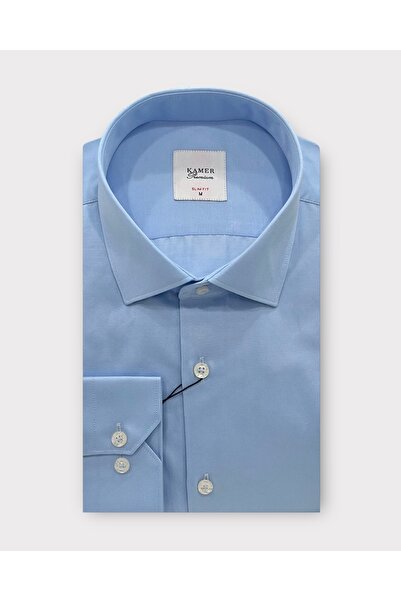 KAMER ERKEK SLIM FIT PAMUK SATEN AÇIK MAVİ GÖMLEK 2101MA